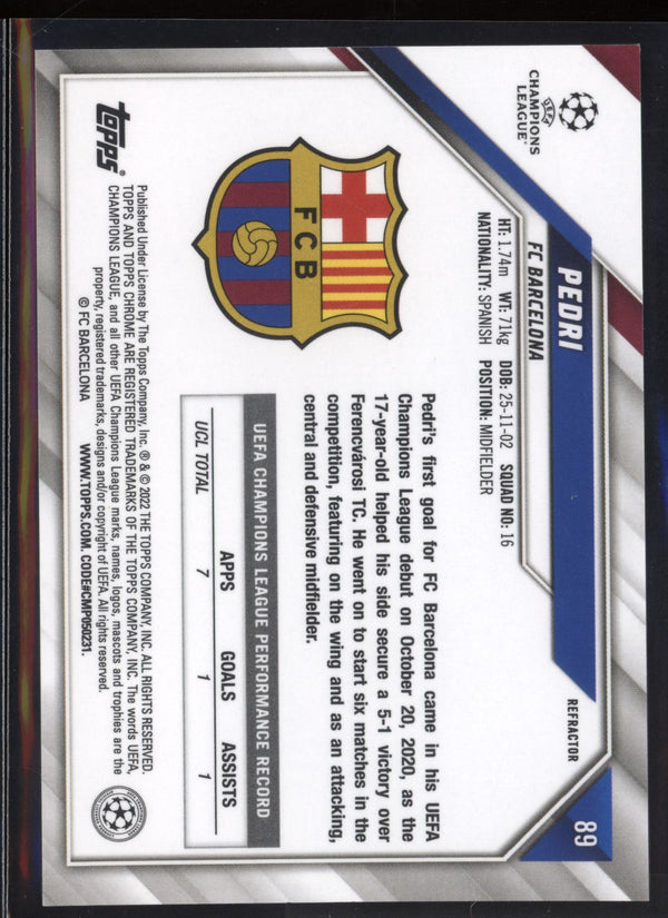 Pedri 2021/22 Topps Chrome UEFA Champions League Refractor