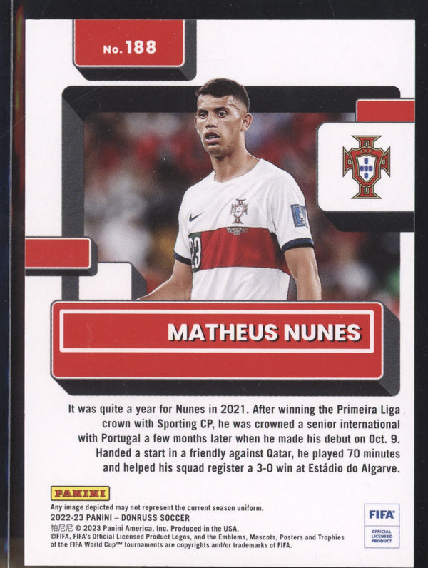 Matheus Nunes 2022-23 Panini Donruss Soccer 188 Rated Rookie RC