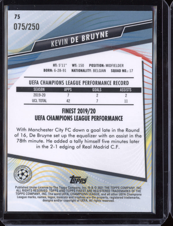 Kevin De Bruyne 2021 Topps Finest Champions League Purple Refractor 075/250