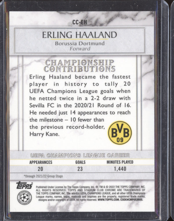 Erling Haaland 2021-22 Topps Stadium Club Chrome UCL CC-EH Championship Contributions