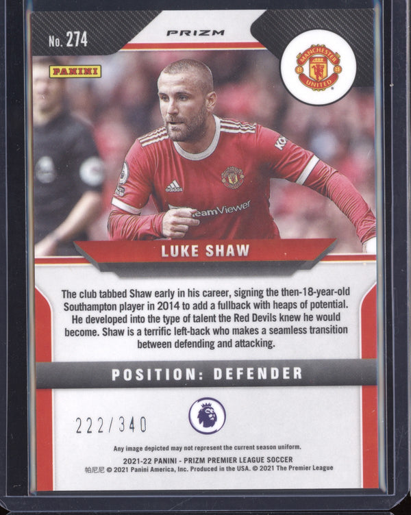 Luke Shaw 2021-22 Panini Prizm Premier League Blue Prizm 222/340