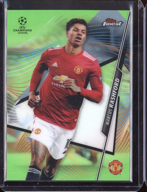 Marcus Rashford 2021 Topps Finest Champions League Neon Green Refractor 45/99