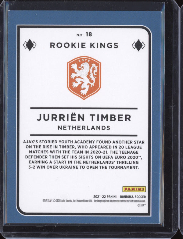 Jurrien Timber 2021-22 Panini Donruss Road to Qatar 18 Rookie Kings Press Proof RC