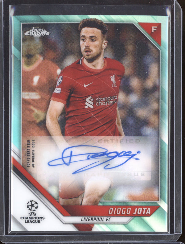 Diogo Jota 2021-22 Topps Chrome UEFA CL Chrome Auto Aqua 195/199