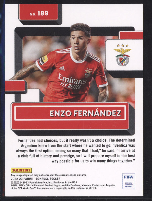 Enzo Fernandez 2022-23 Panini Donruss Soccer 189 Rated Rookie RC