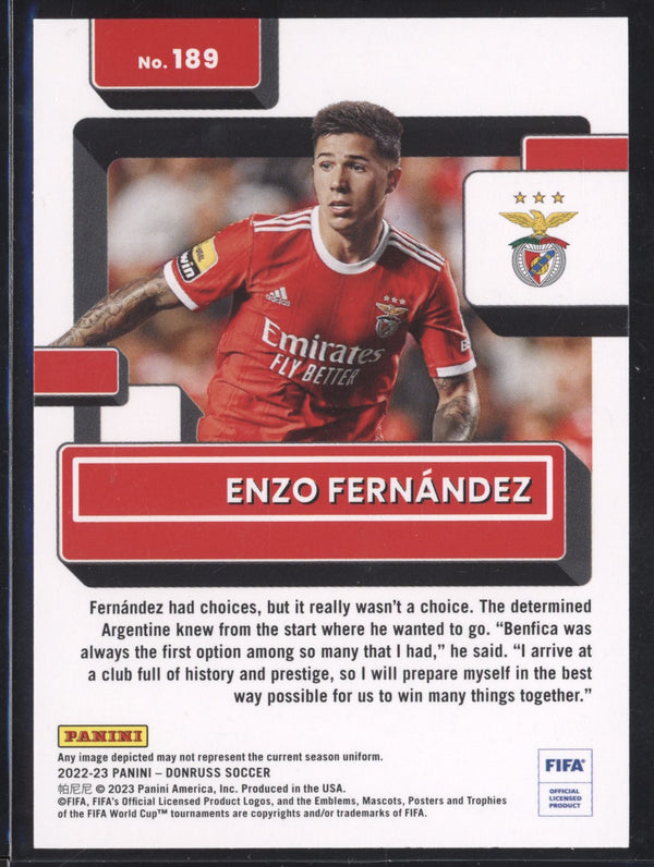 Enzo Fernandez 2022-23 Panini Donruss Soccer 189 Rated Rookie RC