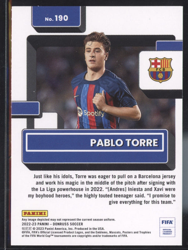 Pablo Torre 2022-23 Panini Donruss Soccer 190 Rated Rookie RC