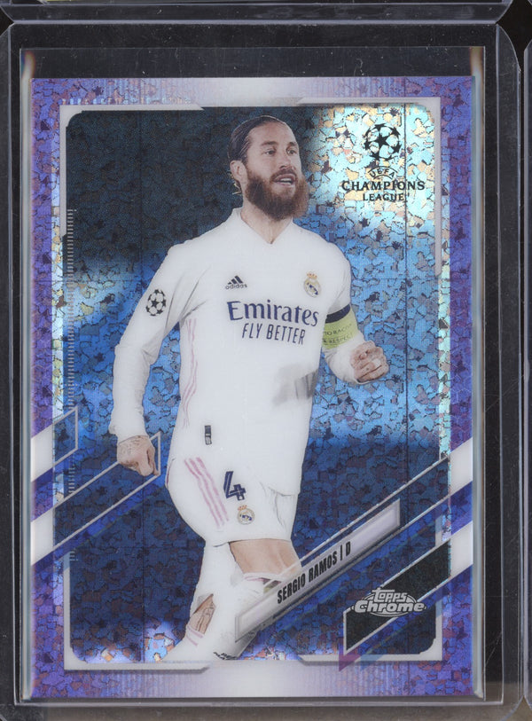 Sergio Ramos 2020-21 Topps Chrome UCL 92 Purple Mini-Diamond 184/250