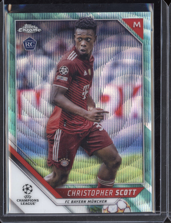 Christopher Scott 2021/22 Topps Chrome UEFA Champions League Aqua Wave RC 129/199