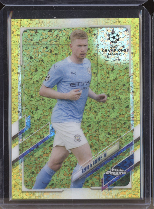 Kevin De Bruyne 2020-21 Topps Chrome UCL 18 Yellow Mini-Diamond 85/299