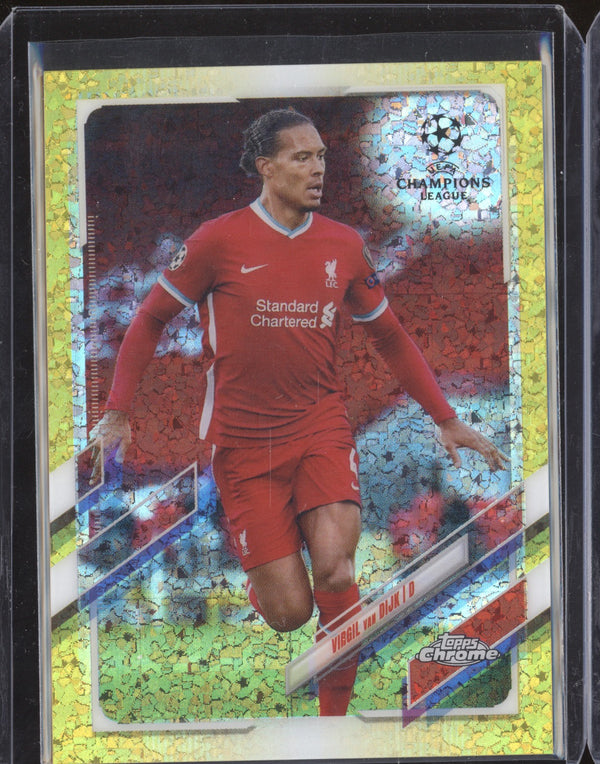 Virgil van Dijk 2020-21 Topps Chrome UCL 46 Yellow Mini-Diamond 285/299