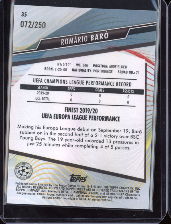 Romario Baro 2021 Topps Finest Champions League Purple Refractor RC 072/250