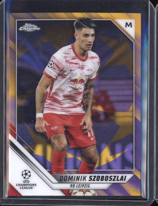 Dominik Szoboszlai 2021/22 Topps Chrome UEFA Champions League Purple & Gold Starball