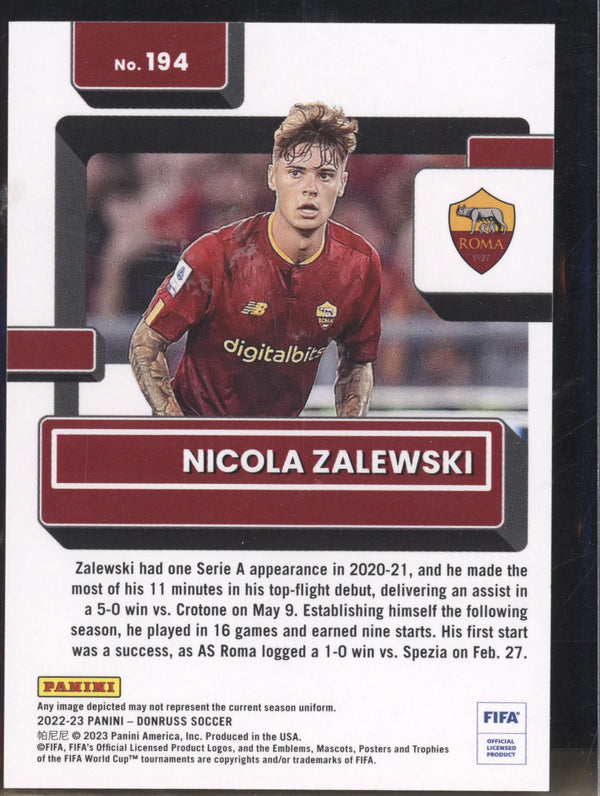 Nicola Zalewski 2022-23 Panini Donruss Soccer 194 Rated Rookie RC