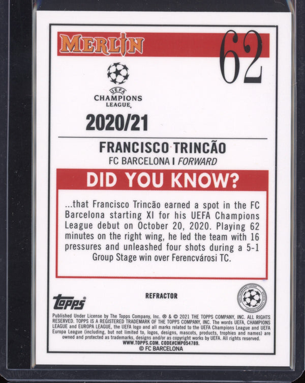 Francisco Trincao 2020-21 Topps Merlin UEFA Champions League Refractor RC