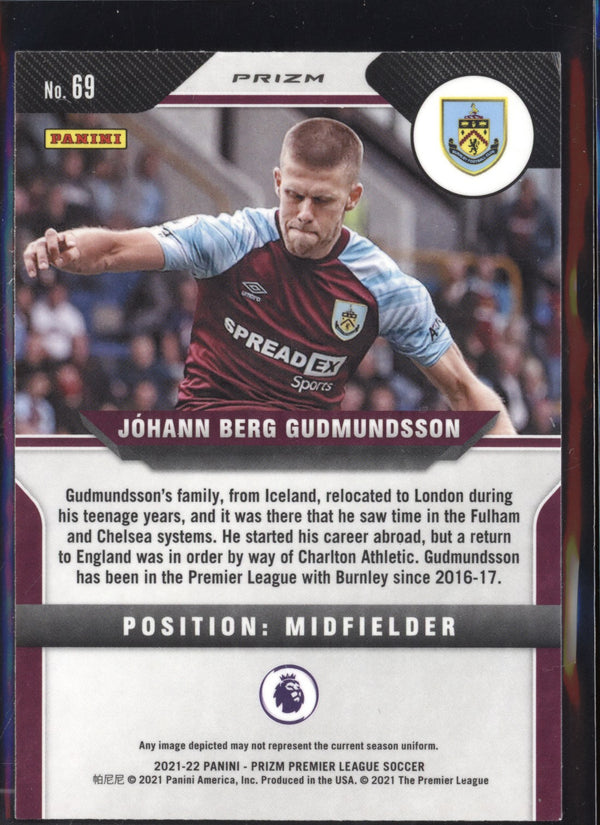 Johann Berg Gudmundsson 2021-22 Panini Prizm Premier League Silver