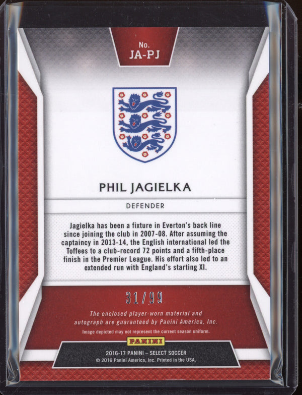 Phil Jagielka 2016 Panini Select Soccer Jersey Autograph White 31/99