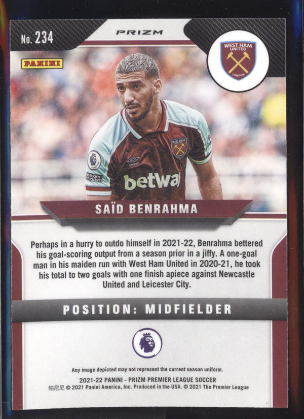 Said Benrahma 2021-22 Panini Prizm Premier League Silver