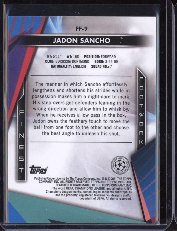 Jadon Sancho 2021 Topps Finest Champions League Finest Footwork