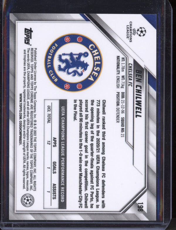 Ben Chilwell 2021/22 Topps Chrome UEFA Champions League Aqua Lava