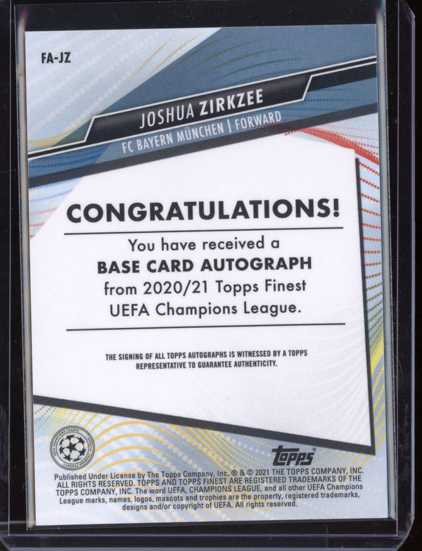 Joshua Zirkzee 2021 Topps Finest UEFA Champions League Autograph