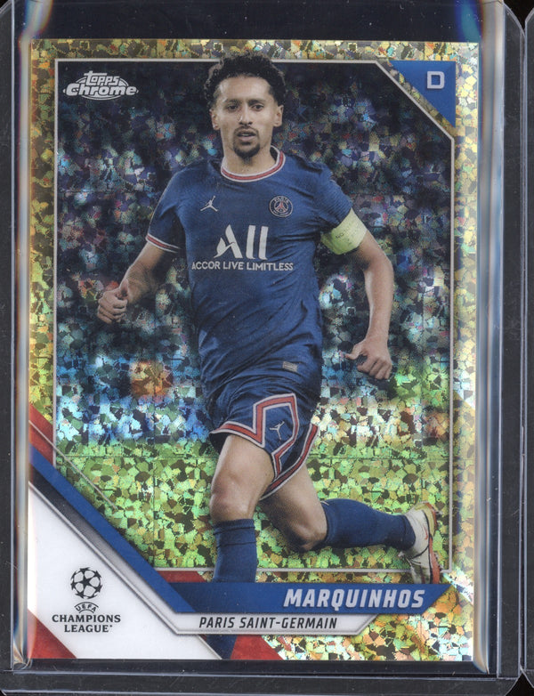 Marquinhos 2021/22 Topps Chrome UEFA Champions League Gold Mini-Diamond 14/50