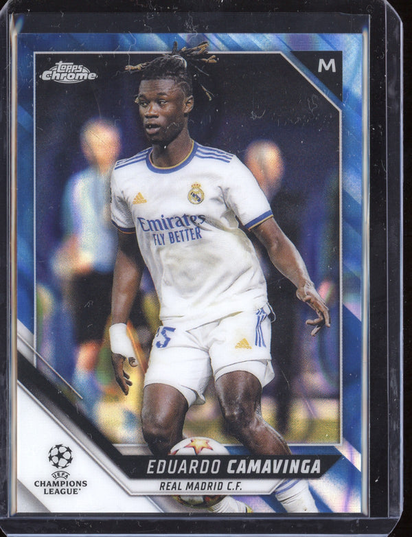 Eduardo Camavinga 2021/22 Topps Chrome UEFA CL Blue Lava SP