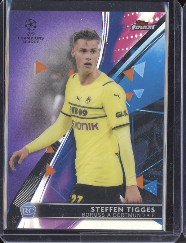 Steffen Tigges 2021-22 Topps Finest UEFA CL Purple Refractor RC 70/299