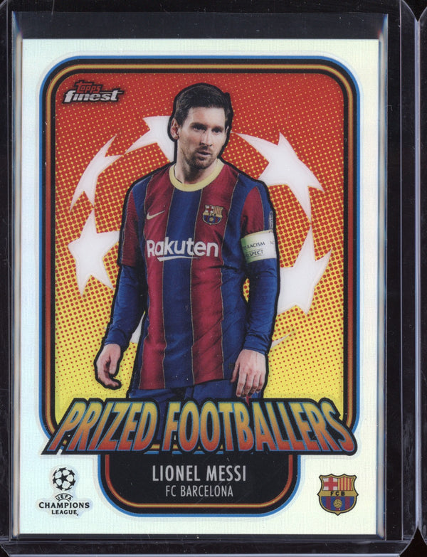 Lionel Messi 2021 Topps Finest UEFA Champions League Prized Footballers