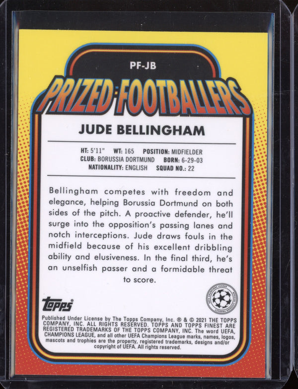 Jude Bellingham 2021 Topps Finest UEFA Champions League Prized Footballers RC