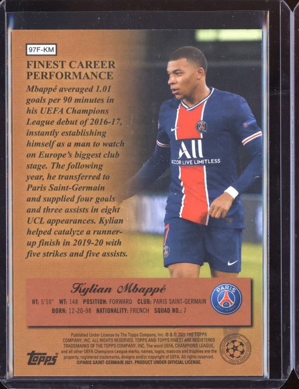 Kylian Mbappe 2021 Topps Finest Champions League 1997 Topps Finest Masters