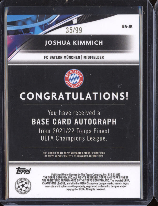 Joshua Kimmich 2021-22 Topps Finest UEFA CL Autographs Neon Green 35/99