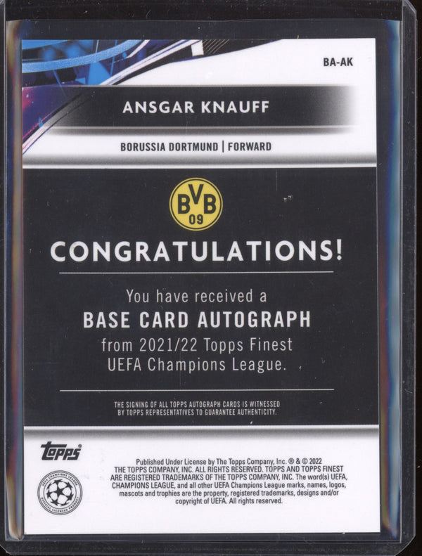 Ansgar Knauff 2021-22 Topps Finest UEFA CL Autographs