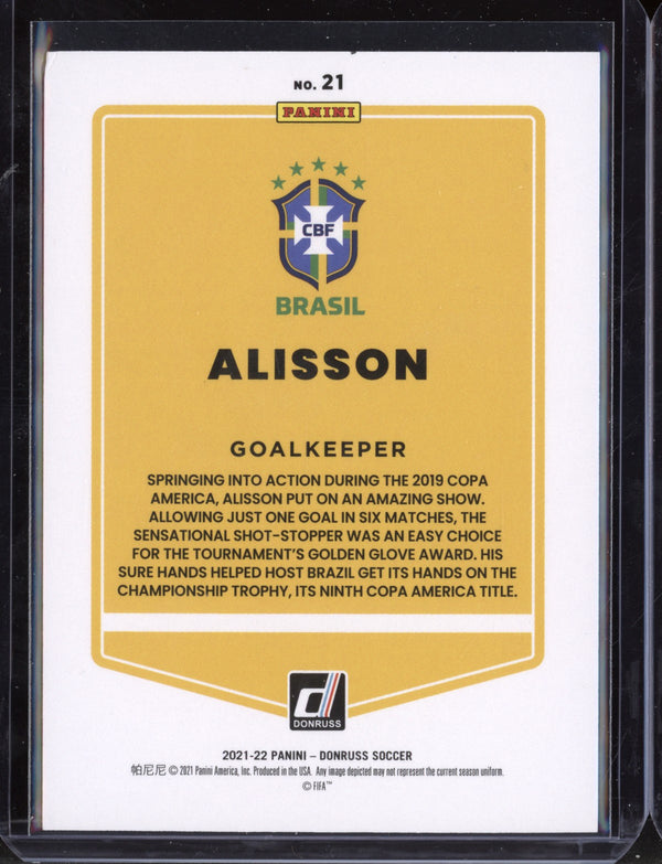 Alisson 2021 Panini Donruss Soccer Press Proof Gold  43/349