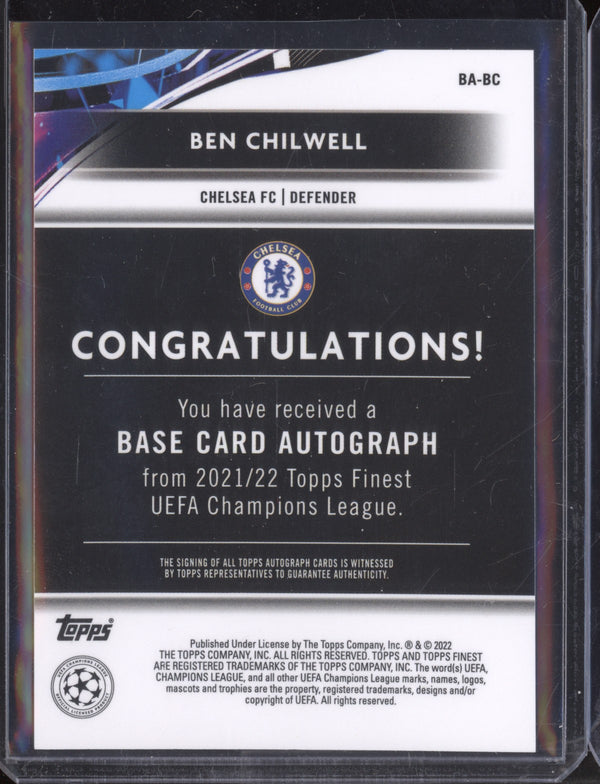 Ben Chilwell 2021-22 Topps Finest UEFA CL Autographs