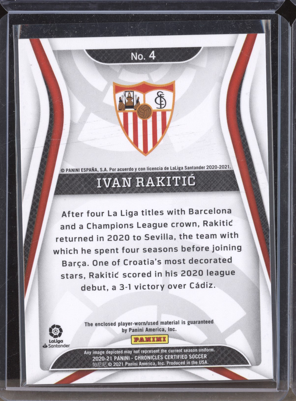 Ivan Rakitic 2020-21 Panini Chronicles Soccer 4 Certified Memorabilia 443/500