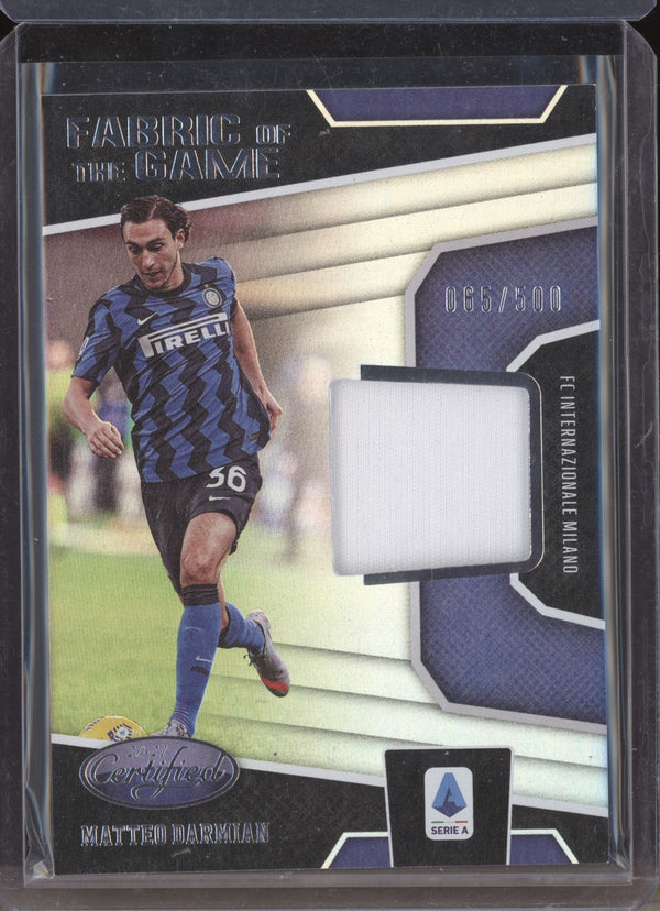 Matteo Darmian 2020-21 Panini Chronicles Soccer FG-MD Fabric of the Game Jersey 65/500