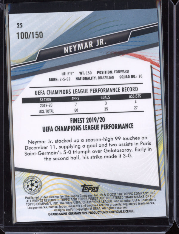 Neymar 2021 Topps Finest Champions League Blue Refractor 100/150