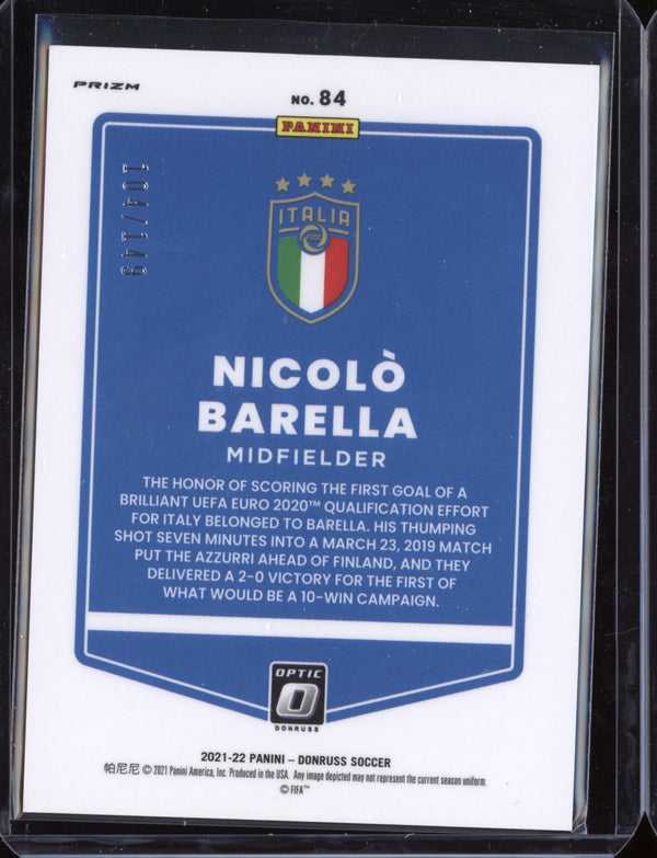 Nicolo Barella 2021 Panini Donruss Soccer Red Holo 104/149