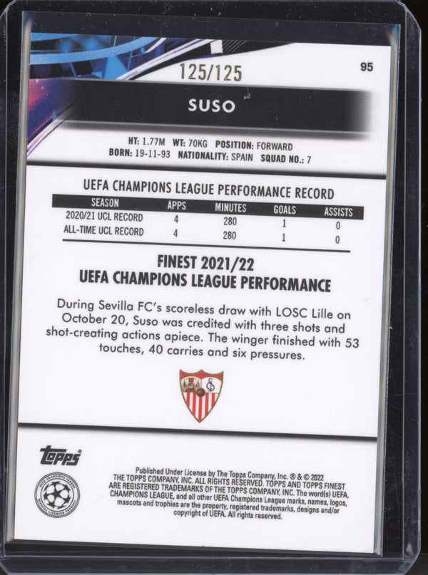 Suso 2021-22 Topps Finest UEFA CL Pink Vaporwave 125/125