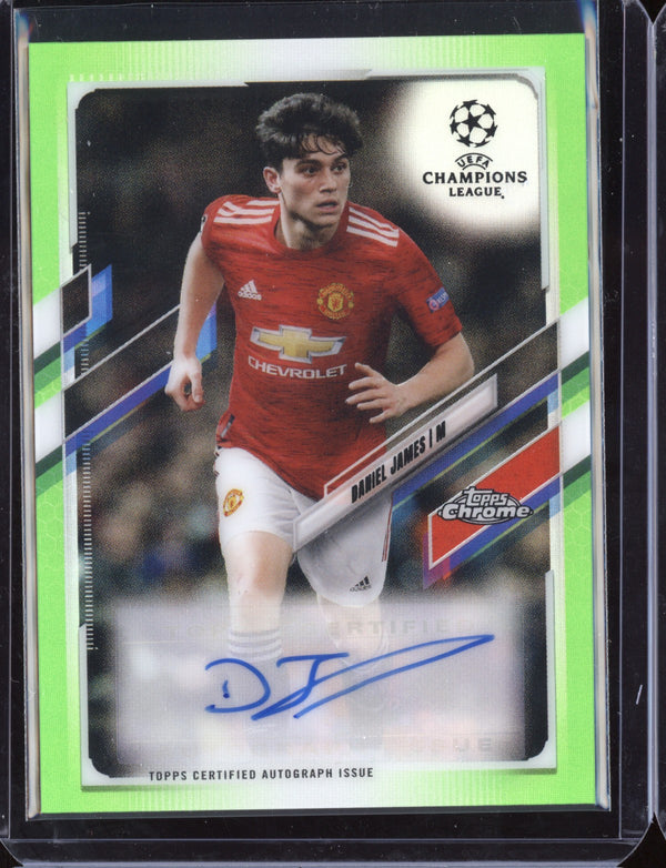 Daniel James 2021 Topps Chrome Champions League Neon Green Chrome Auto 58/99