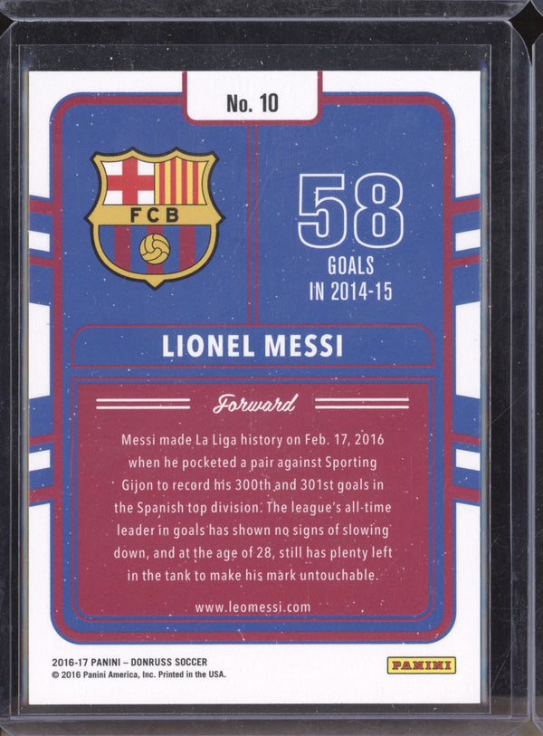 Lionel Messi 2016-17 Panini Donruss Soccer 10 Production Line