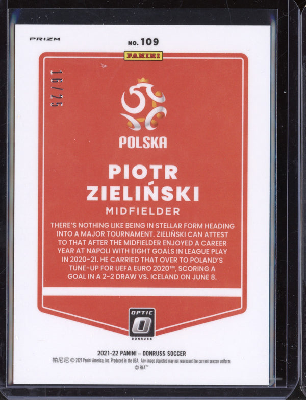 Piotr Zielinski 2021 Panini Donruss Optic Soccer Black Velocity 16/25