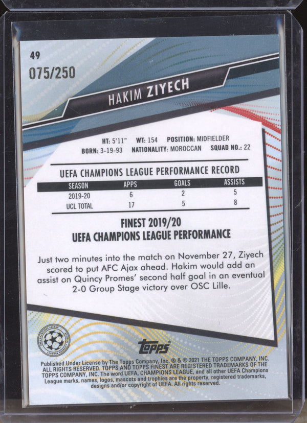 Hakim Ziyech 2020-21 Topps Finest UCL 49 Purple 75/250