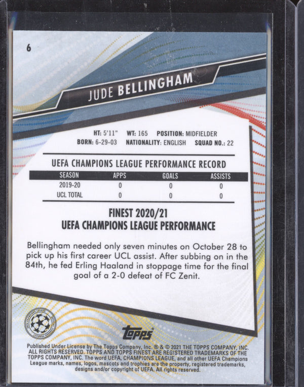 Jude Bellingham 2020-21 Topps Finest UCL 6 RC