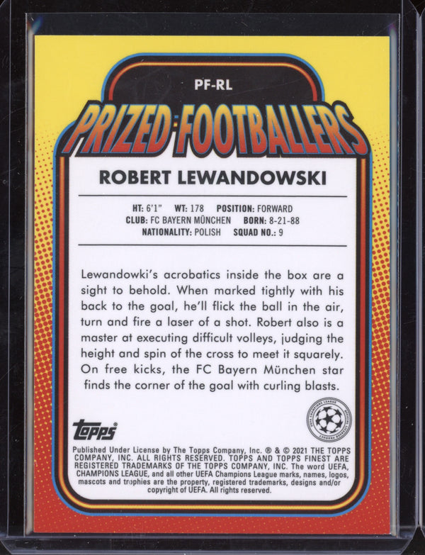 Robert Lewandowski 2021 Topps Finest UEFA Champions League Prized Footballers