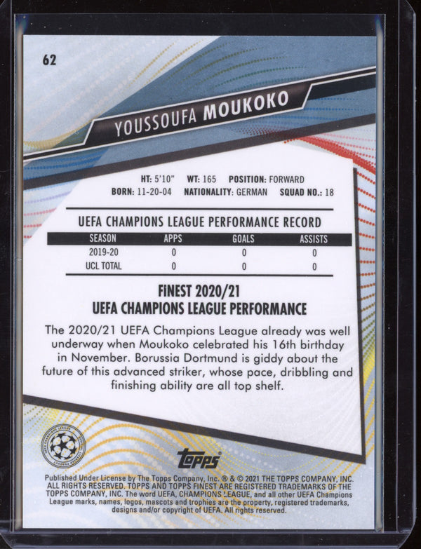 Youssoufa Moukoko 2021 Topps Finest UEFA Champions League Prizm RC