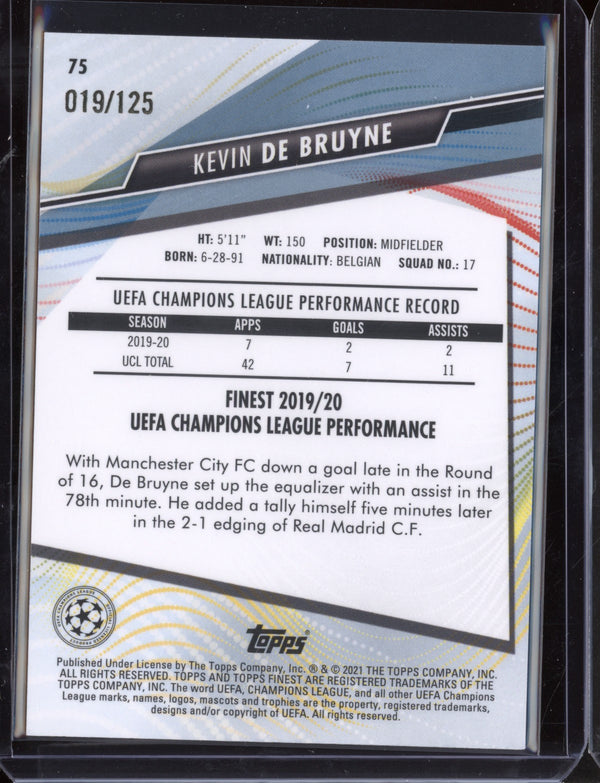 Kevin De Bruyne 2021 Topps Finest UEFA Champions League Speckle Refractor 19/125