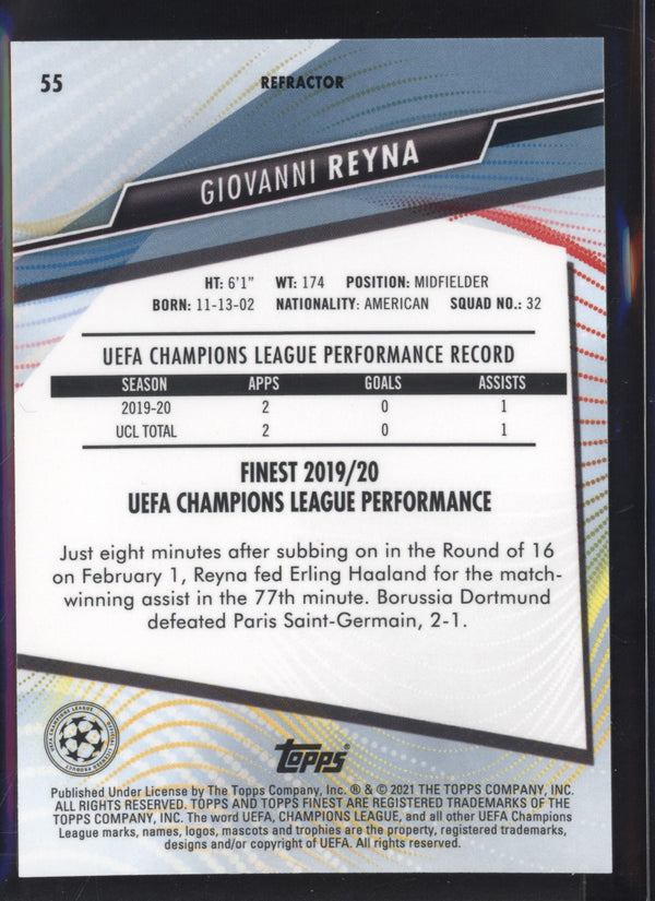 Giovanni Reyna  2020-2021 Topps Finest UEFA Champions League Refractor