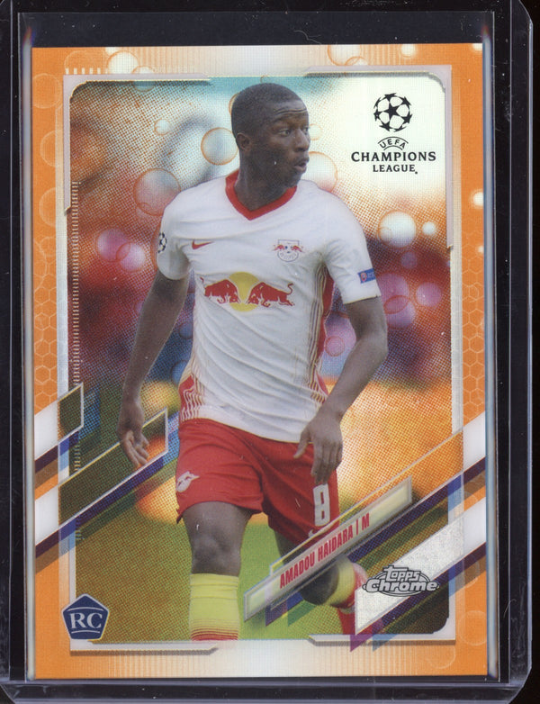 Amadou Haidara 2021 Topps Chrome Champions League Orange Bubbles SP Refractor RC